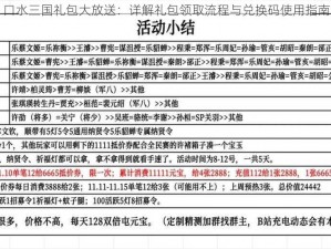 口水三国礼包大放送：详解礼包领取流程与兑换码使用指南