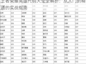 王者荣耀英雄代码大全全解析：从入门到精通的实战指南