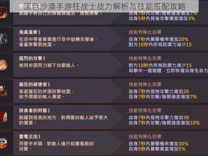 黑色沙漠手游狂战士战力解析与技能搭配攻略