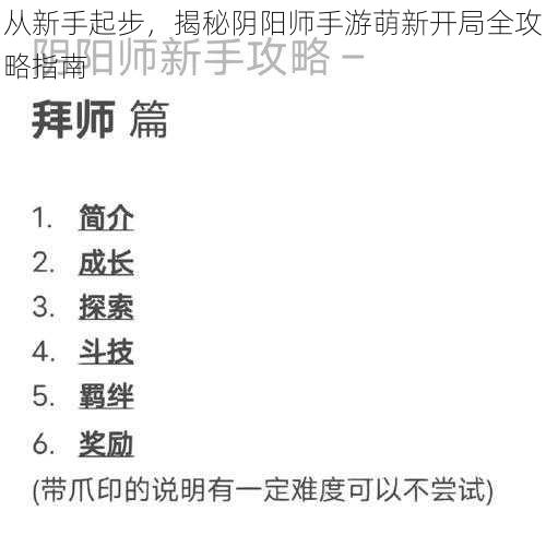 从新手起步，揭秘阴阳师手游萌新开局全攻略指南