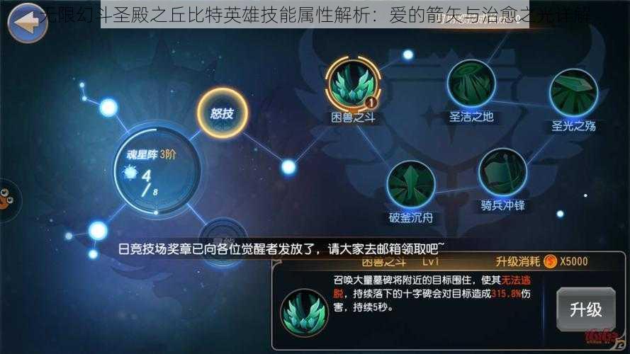 无限幻斗圣殿之丘比特英雄技能属性解析：爱的箭矢与治愈之光详解