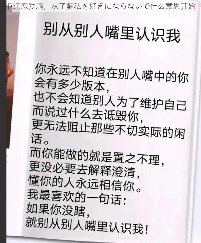 拒绝恋爱脑，从了解私を好きにならないで什么意思开始