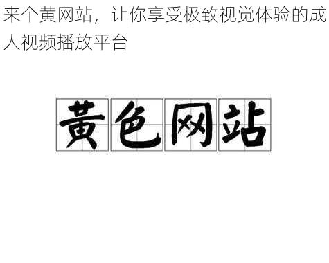 来个黄网站，让你享受极致视觉体验的成人视频播放平台