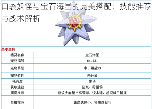 口袋妖怪与宝石海星的完美搭配：技能推荐与战术解析