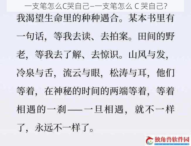 一支笔怎么C哭自己—一支笔怎么 C 哭自己？