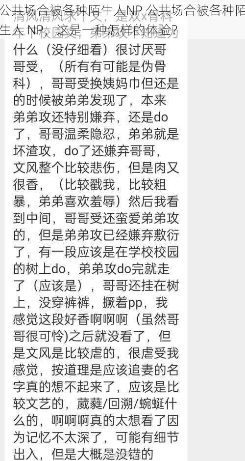 公共场合被各种陌生人NP 公共场合被各种陌生人 NP，这是一种怎样的体验？