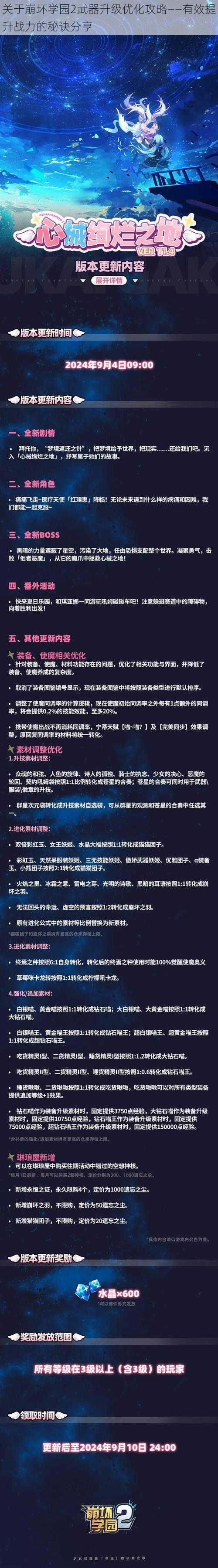 关于崩坏学园2武器升级优化攻略——有效提升战力的秘诀分享