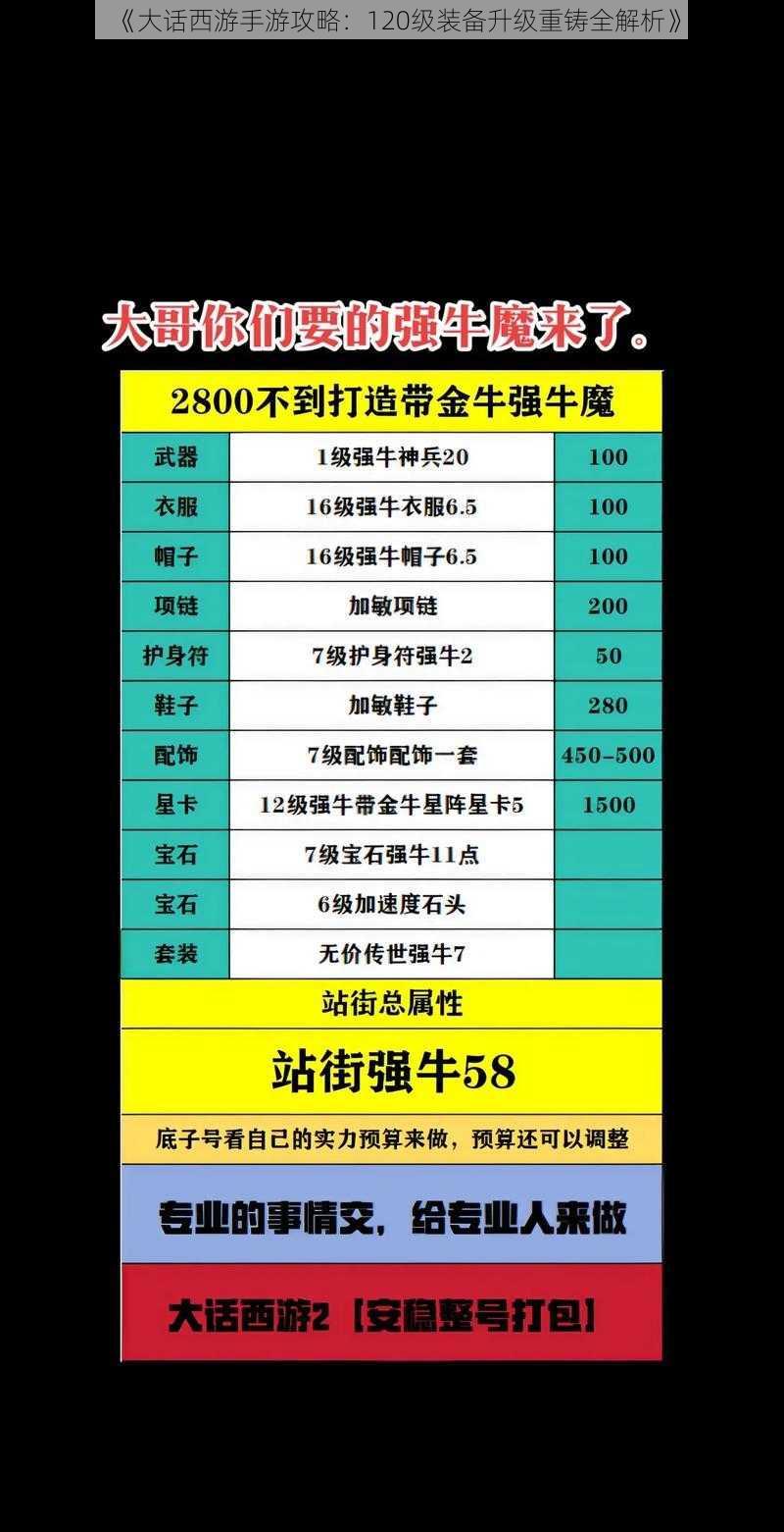 《大话西游手游攻略：120级装备升级重铸全解析》