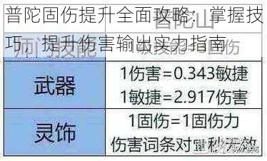 普陀固伤提升全面攻略：掌握技巧，提升伤害输出实力指南