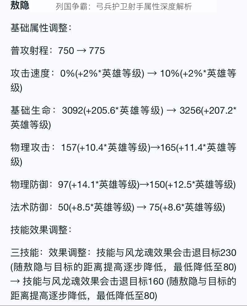 列国争霸：弓兵护卫射手属性深度解析