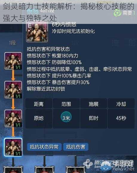 剑灵暗力士技能解析:揭秘核心技能的强大与独特之处