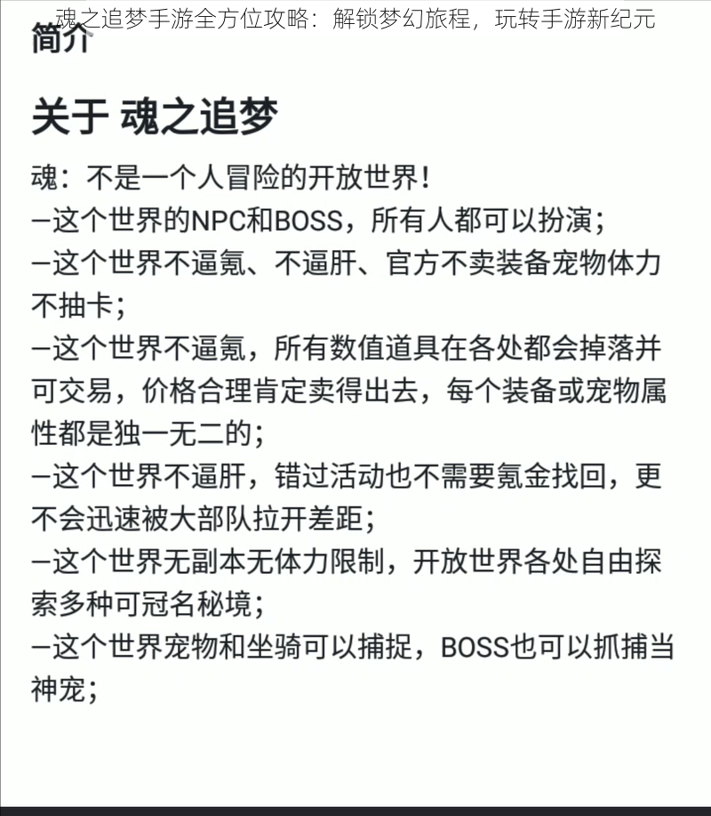 魂之追梦手游全方位攻略：解锁梦幻旅程，玩转手游新纪元