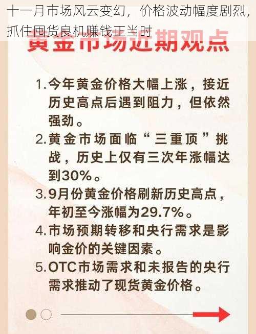 十一月市场风云变幻，价格波动幅度剧烈，抓住囤货良机赚钱正当时